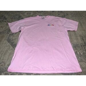 Eighty Eight Proud Peace Sign Pride Rainbow Embroidered Pink T-Shirt Sz Large